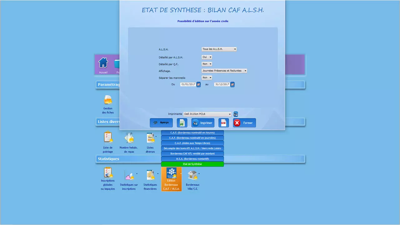 Logiciel périscolaire Belami - Edition présences et facturés