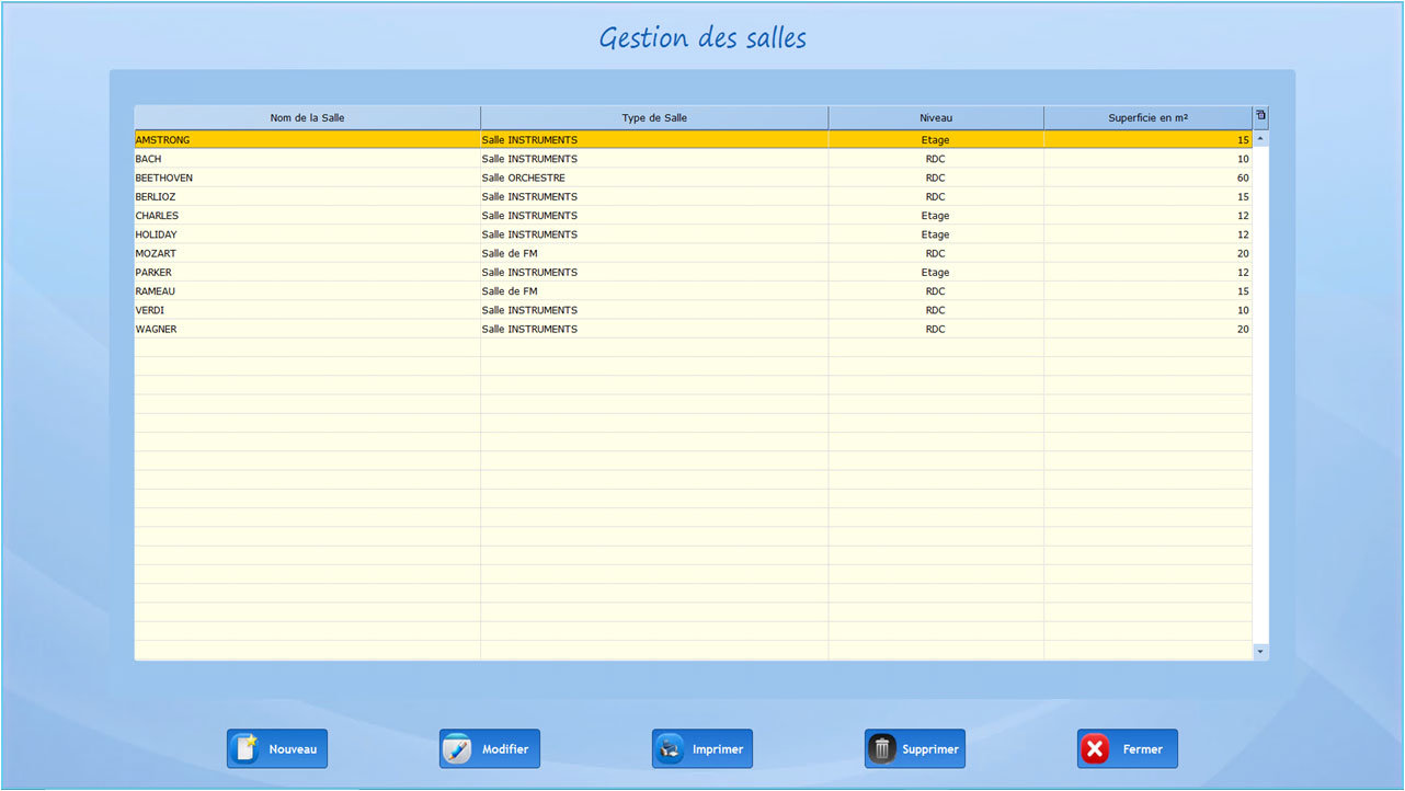 BELAMI - Gestion des salles