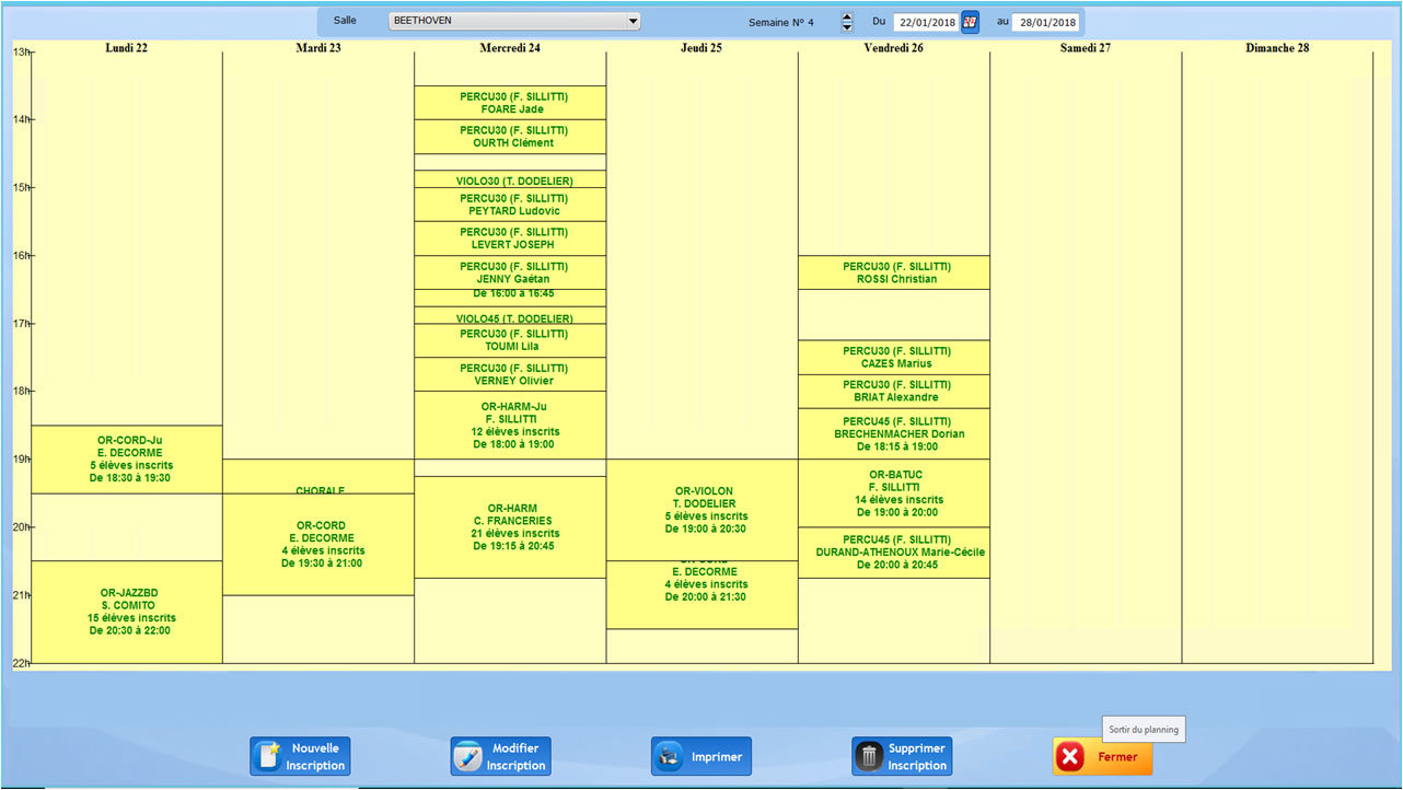 BELAMI - Ecole de musique - Planning